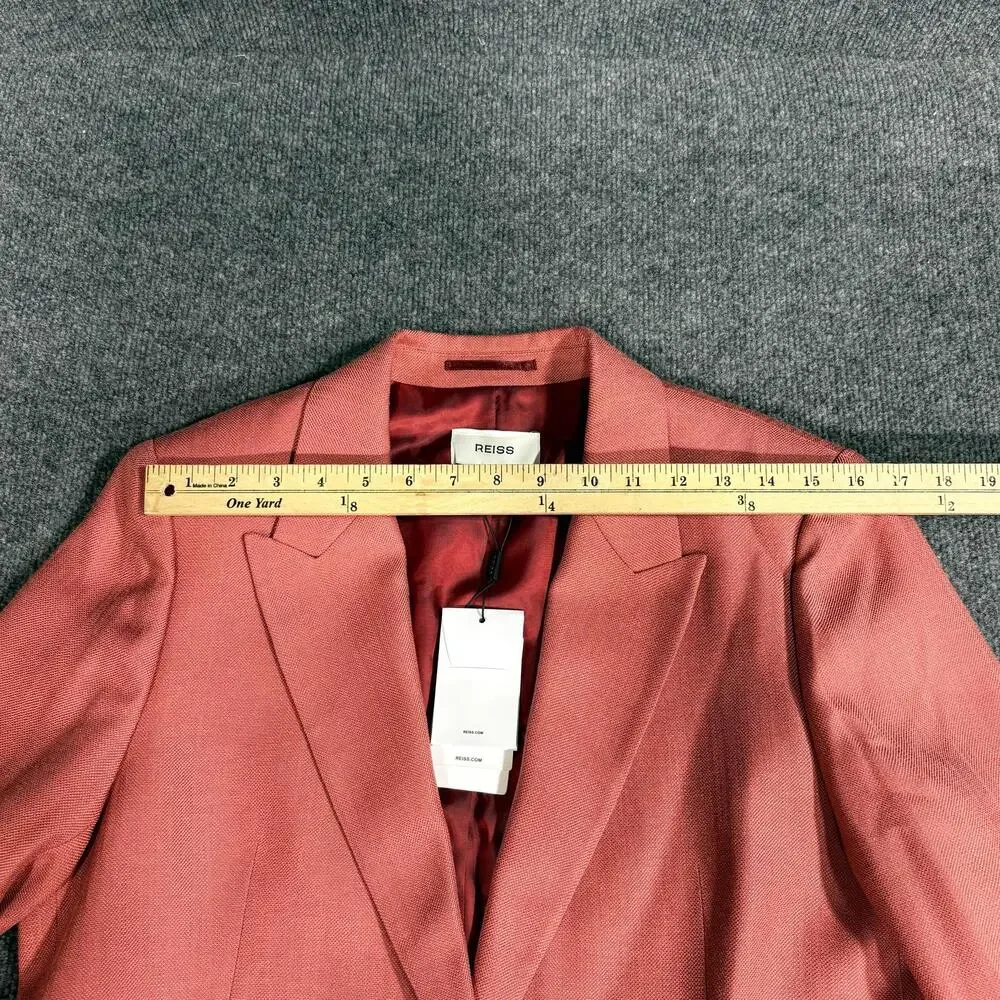 Reiss Blazer Womens 10 Red Jules-SB Suit Jacket Burnt Red Lined Notch Lapel